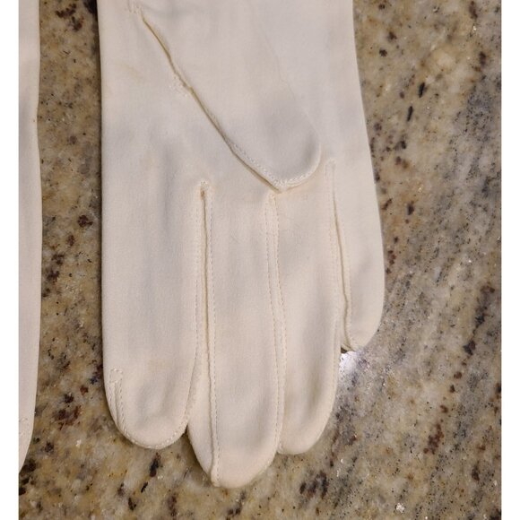 Vintage Womens Size M/L Off White Cotton Formal 11.5" Long Gloves Millan *stains - Picture 9 of 16